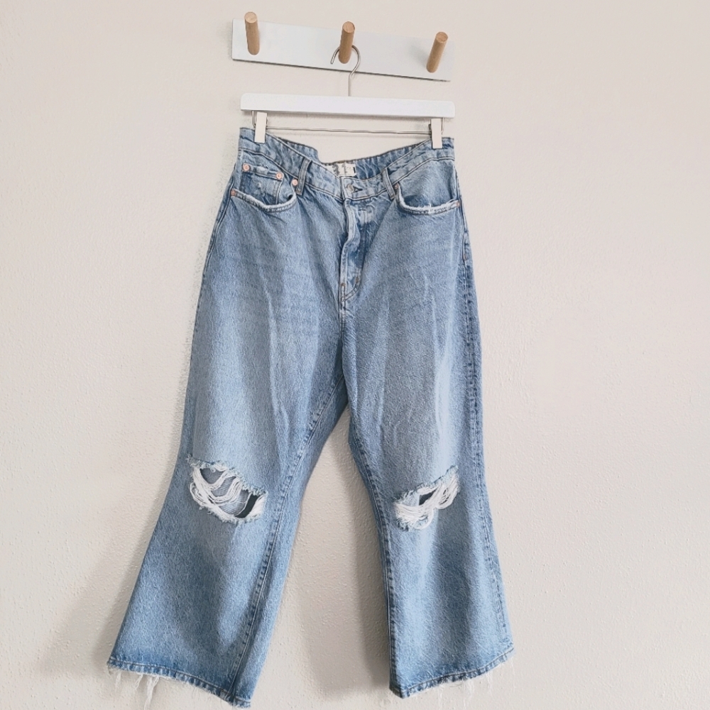 FP | Distressed Rip Light Wash Baggy Dad Jeans 31